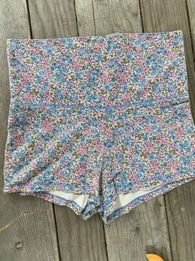 High-Waist Floral Women’s Shorts - Pink & Blue